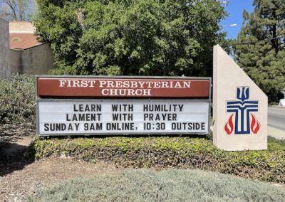 church marquee message:Learn with humility, lament with prayer
